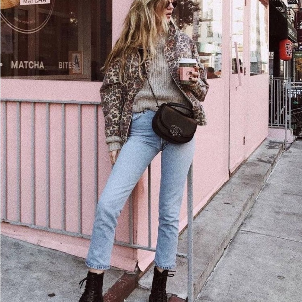 Oversized Denim leopard Jacket